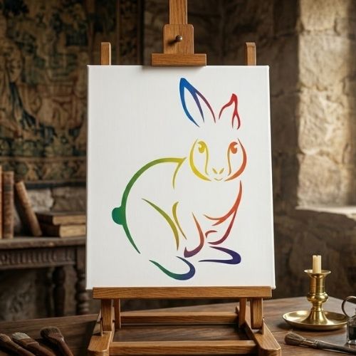 Tavşan Deseni Stencil Şablon