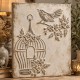 Kuş ve Kafes Stencil Şablon