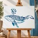Balina Deseni Stencil Şablon | Deniz Temalı Boyama Şablonu