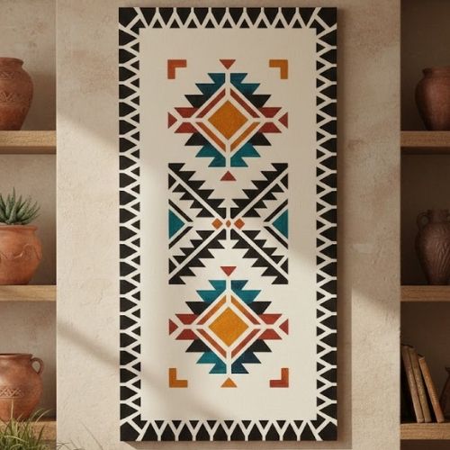 Türk Motifi Halı ve Kilim Deseni Stencil Şablon
