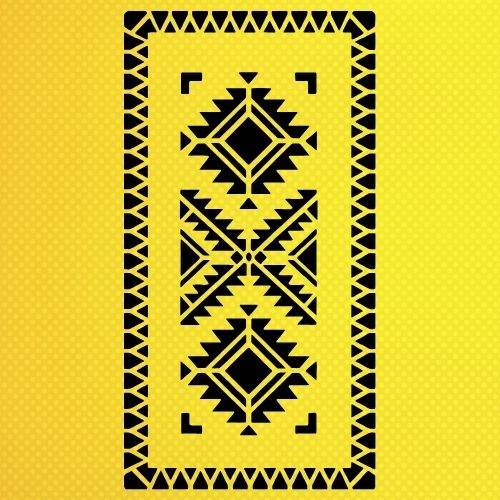 Türk Motifi Halı ve Kilim Deseni Stencil Şablon