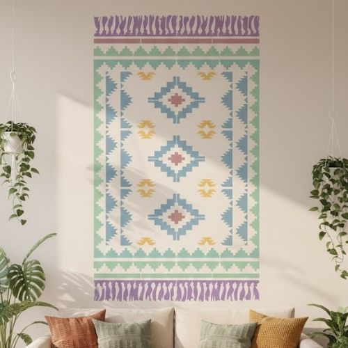 Halı ve Kilim Deseni Stencil Şablon