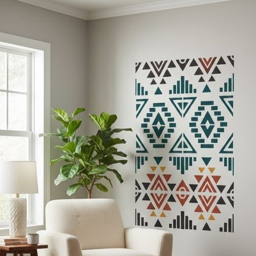 Halı ve Kilim Deseni Stencil Şablon