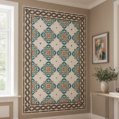 Antik Halı ve Kilim Deseni Stencil Şablon