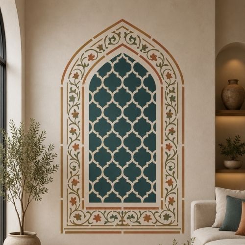 Mihrap Halı Deseni Stencil Şablon