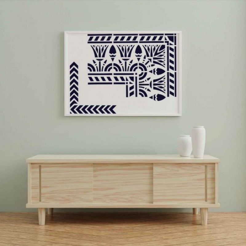 Antik Mısır Köşe Deseni Stencil Şablon