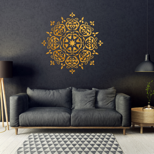 Mandala Stencil Ahşap Duvar Boyama Deseni M00004