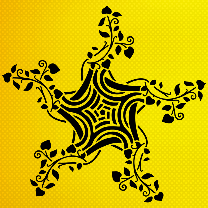 Mandala Çiçek ve Yıldız Stencil Şablon Mandala Çiçek ve Yıldız Stencil Şablon