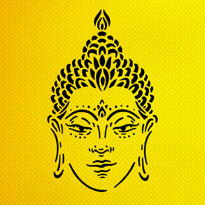 Buda Kafası Deseni Stencil Şablon