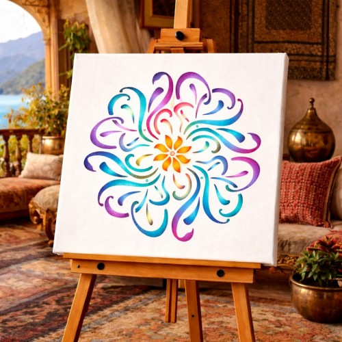 Mandala Deseni Stencil – Denge, Huzur ve Estetik İçin Dekoratif Şablon
