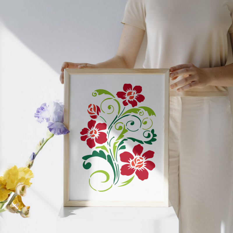 Orkide Çiçek Deseni Stencil Şablon Orkide Çiçek Deseni Stencil Şablon