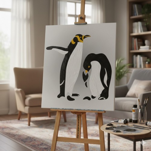 Penguen Deseni Stencil Şablon