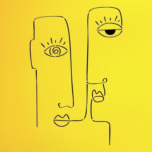 Soyut Yüz Deseni Stencil Şablon