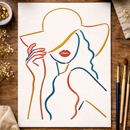 Kadın Soyut Deseni Stencil Şablon