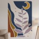 Yaprak ve Ay Soyut Desen Stencil Şablon