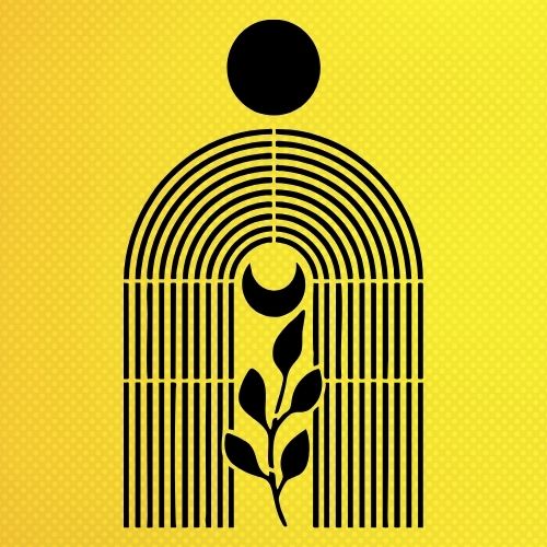 Güneş Ay ve Yaprak Soyut Desen Stencil Şablon