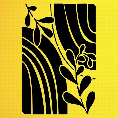 Yaprak ve Gökkuşağı Soyut Desen Stencil Şablon