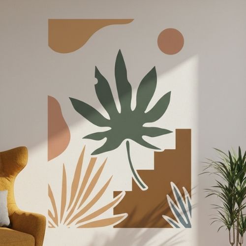 Boho Çınar Yaprağı Stencil Şablon