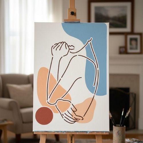 Sanatsal Soyut Desen Stencil Şablon