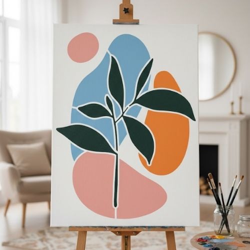 Yaprak Soyut Desen Stencil Şablon