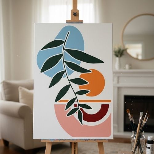 Bohem Yaprak Güneş Stencil Şablon