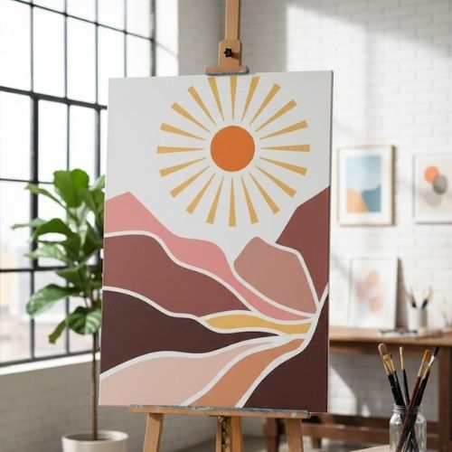 Manzara Soyut Desen Stencil Şablon