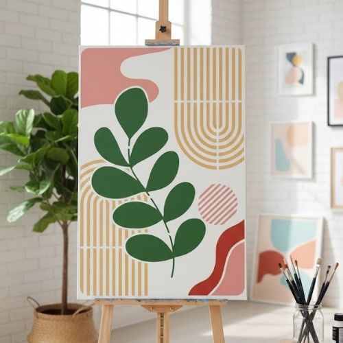 Bohem Yaprak Deseni Stencil Şablon