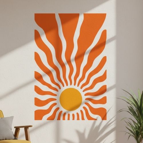 Güneş Soyut Desen Stencil Şablon