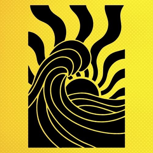 Güneş ve Soyut Desen Stencil Şablon