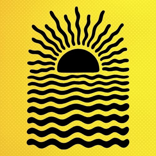 Güneş ve Deniz Soyut Desen Stencil Şablon