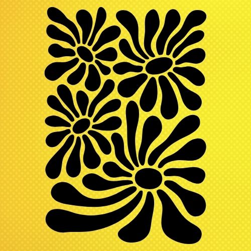 Papatya Soyut Desen Stencil Şablon