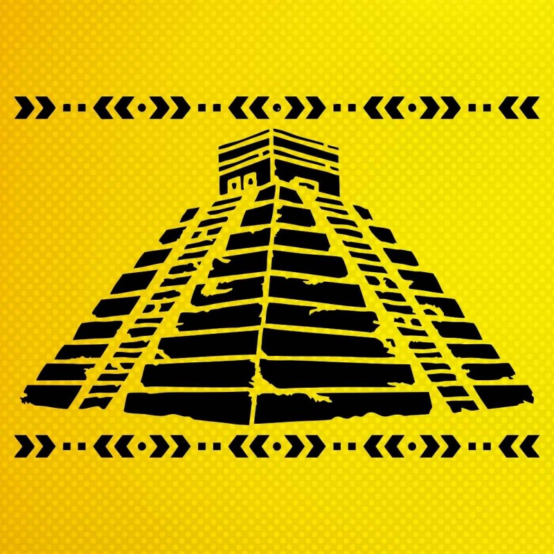 Aztek Maya Piramit Deseni Stencil Şablon Aztek Maya Piramit Deseni Stencil Şablon