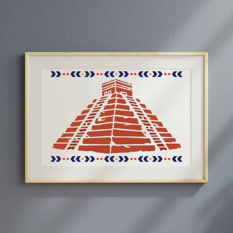 Aztek Maya Piramit Deseni Stencil Şablon Aztek Maya Piramit Deseni Stencil Şablon