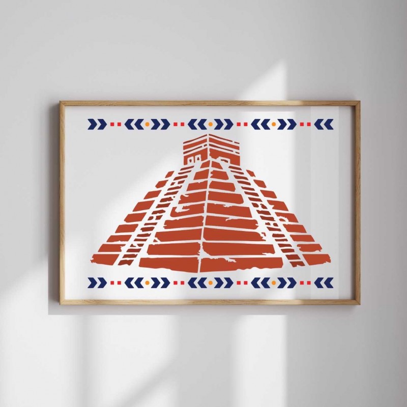 Aztek Maya Piramit Deseni Stencil Şablon Aztek Maya Piramit Deseni Stencil Şablon