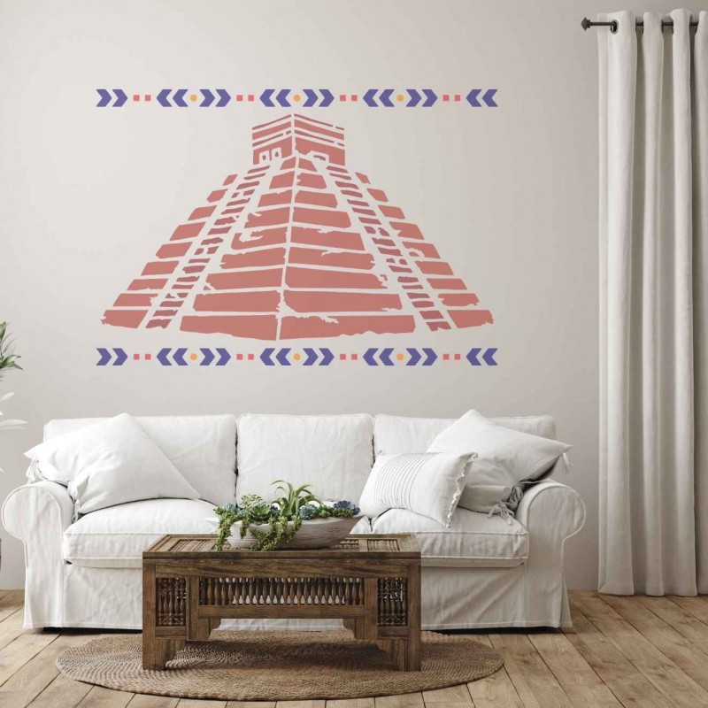 Aztek Maya Piramit Deseni Stencil Şablon Aztek Maya Piramit Deseni Stencil Şablon