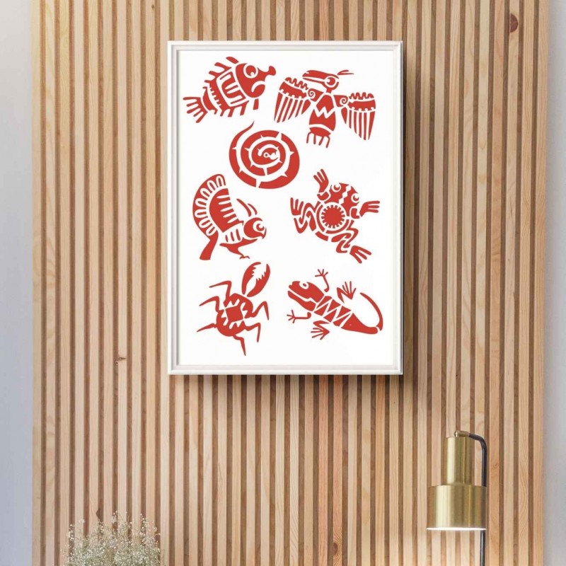 Aztek Sembolleri Stencil Şablon Aztek Sembolleri Stencil Şablon