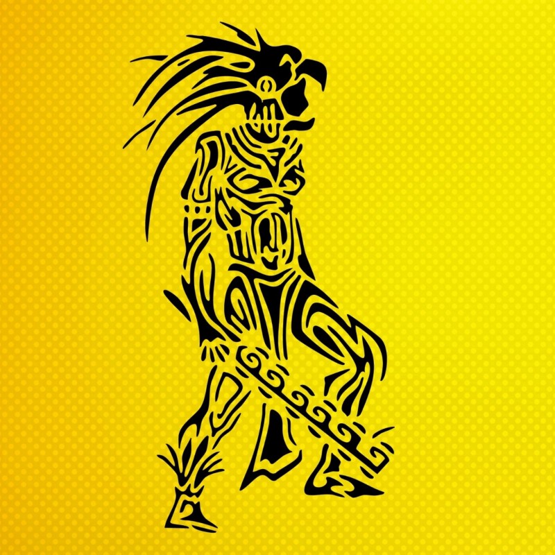 Aztek Savaşçıları Stencil Şablon Aztek Savaşçıları Stencil Şablon
