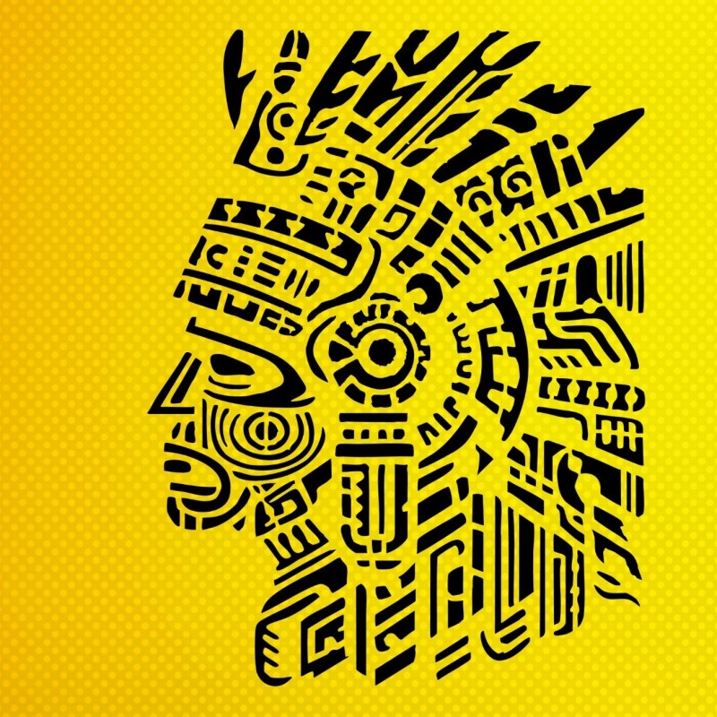 Aztek Savaşçısı Stencil Şablon Aztek Savaşçısı Stencil Şablon
