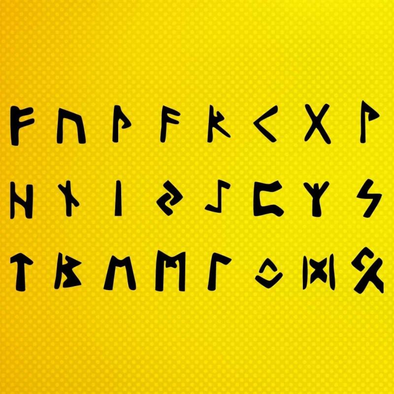 Viking İskandinav Runik Alfabe Stencil Şablon