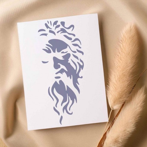 Zeus Mitolojik Desen Stencil Şablon
