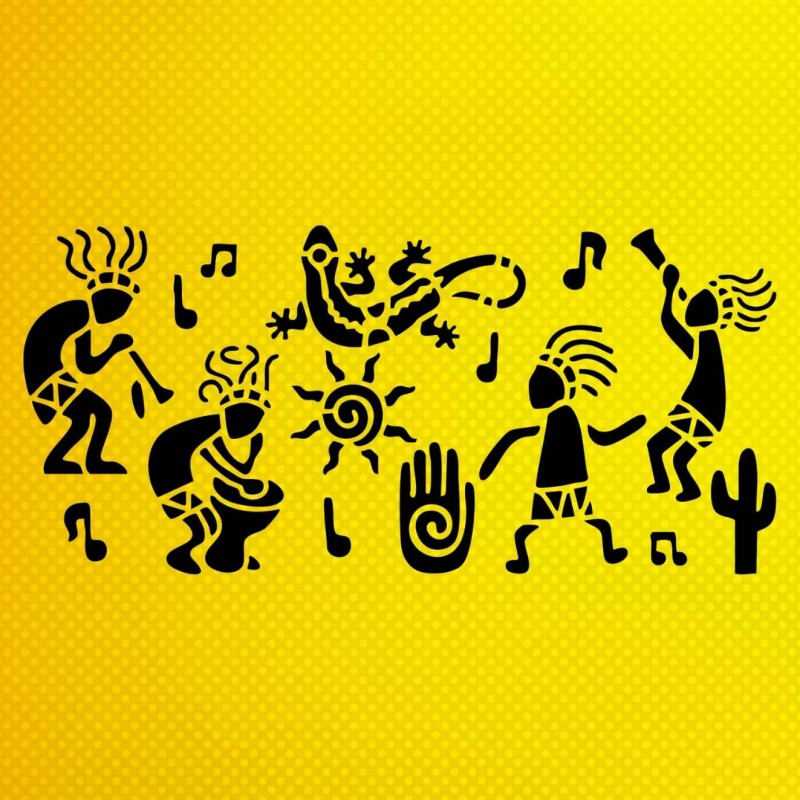 Kokopelli Etnik Desen Stencil Şablon Kokopelli Etnik Desen Stencil Şablon
