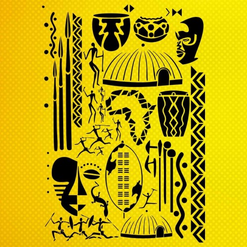 Afrika Kabile Etnik Desen Stencil Şablon