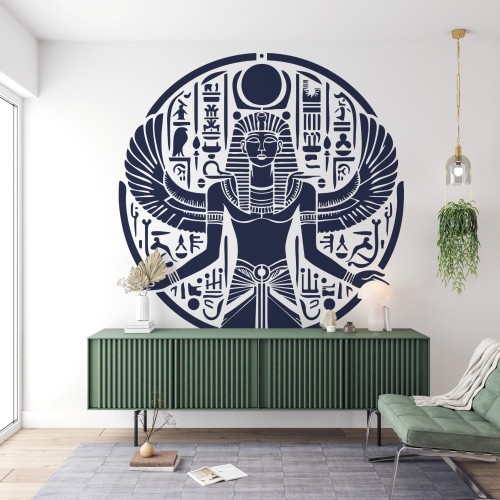 Antik Mısır Yuvarlak Desen Stencil Şablon