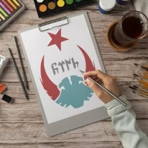 Göktürk Kartal ve Ayyıldız Stencil Şablon Göktürk Kartal ve Ayyıldız Stencil Şablon