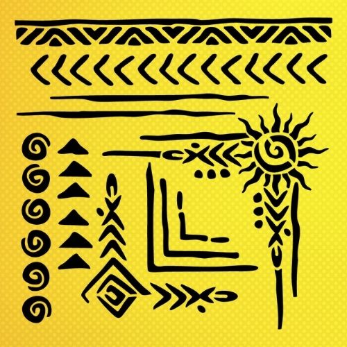 Aztek Etnik Desen Stencil Şablon