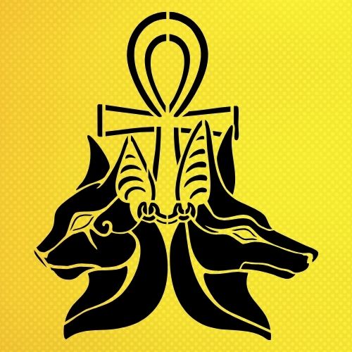 Ankh ve Anubis Motifi Stencil Şablon