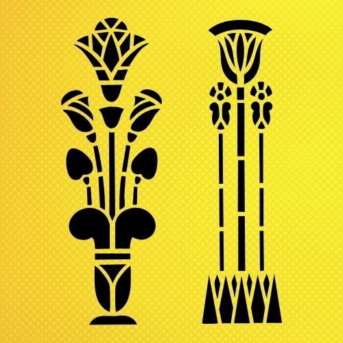Antik Mısır Lotus Deseni Stencil Şablon