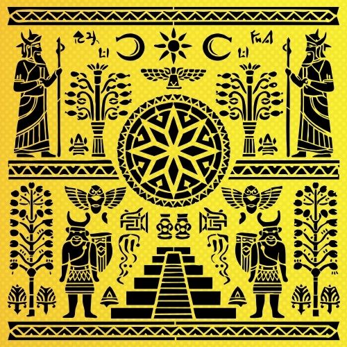 Sümer Hiyeroglifleri Stencil Şablon