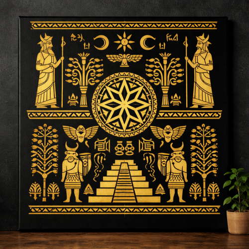 Sümer Hiyeroglifleri Stencil Şablon