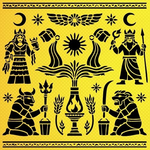 Sümer Hiyeroglifleri Stencil Şablon